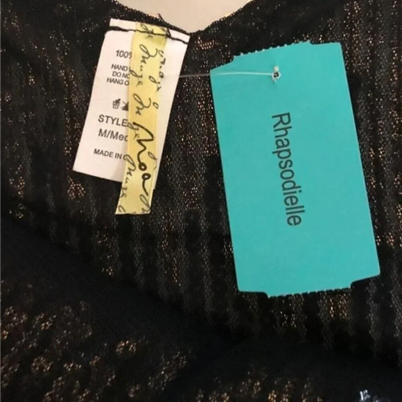 Rhapsodielle Jrs M Black-Gold Ombre Mesh Sequin Lined Mini Slip Dress - Picture 5 of 5